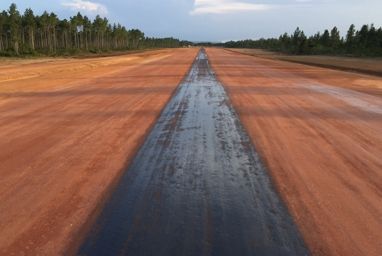 runway with black pigment